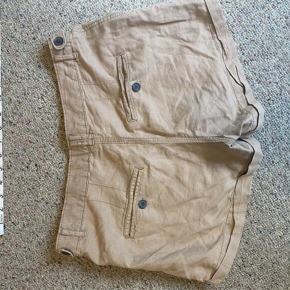 H&M Linen Cotton Casual Shorts Women Sz8 Summer Beachy Outdoors Brown Pockets - Picture 6 of 6